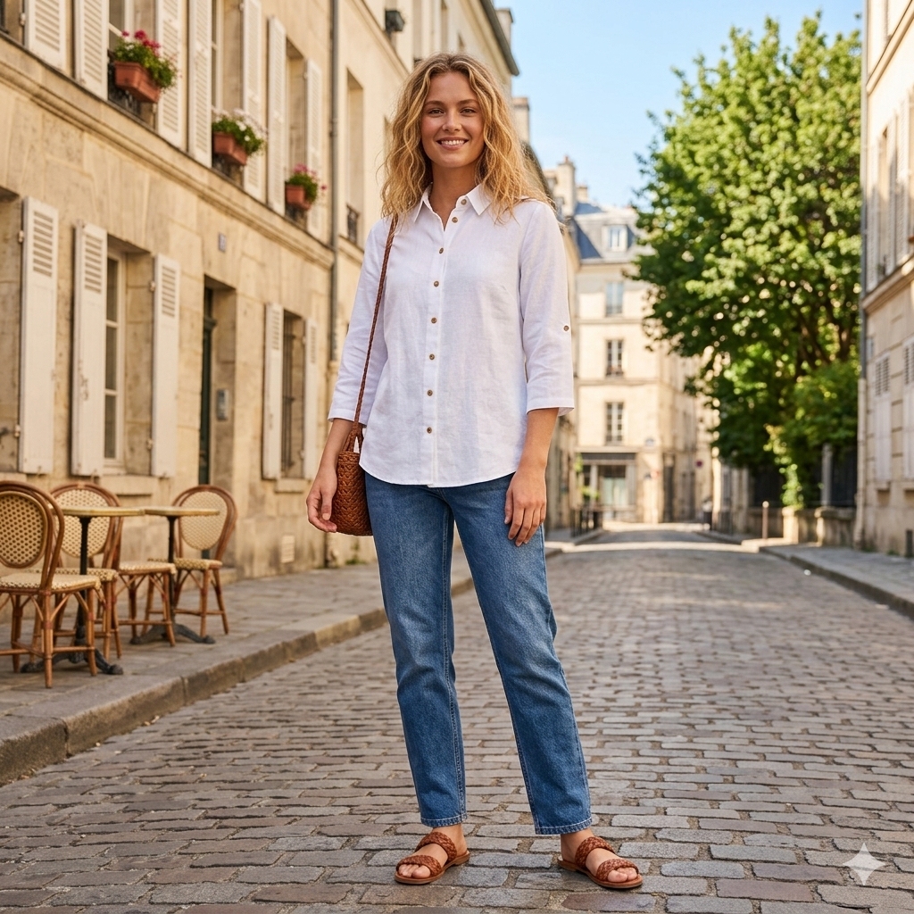 Favorit-skjorta, lin/viscose, vit